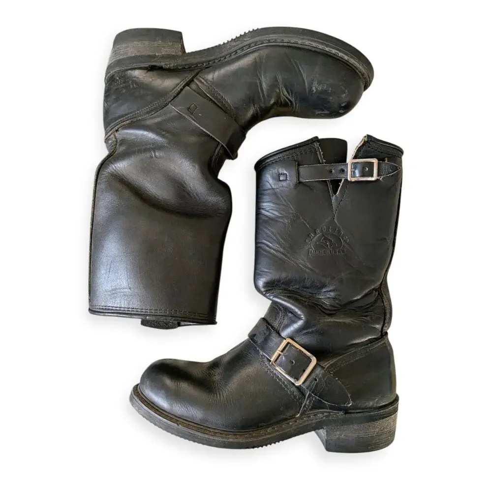 Vintage CAROLINA MENS ENGINEER Motorcycle Leather black boots size 5.5